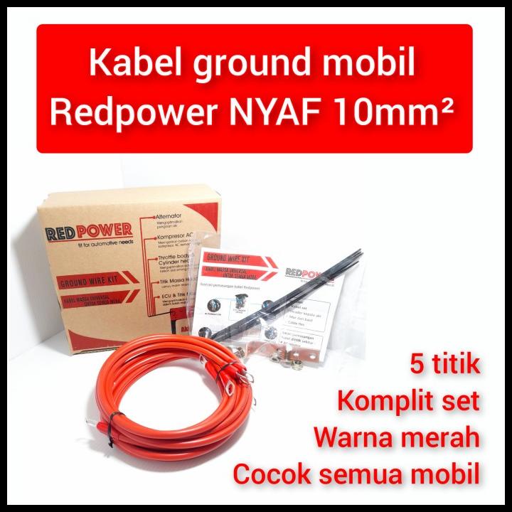 Jual Ground Wire Kit Kabel Grounding Mobil Redpower Nyaf Mm Merah