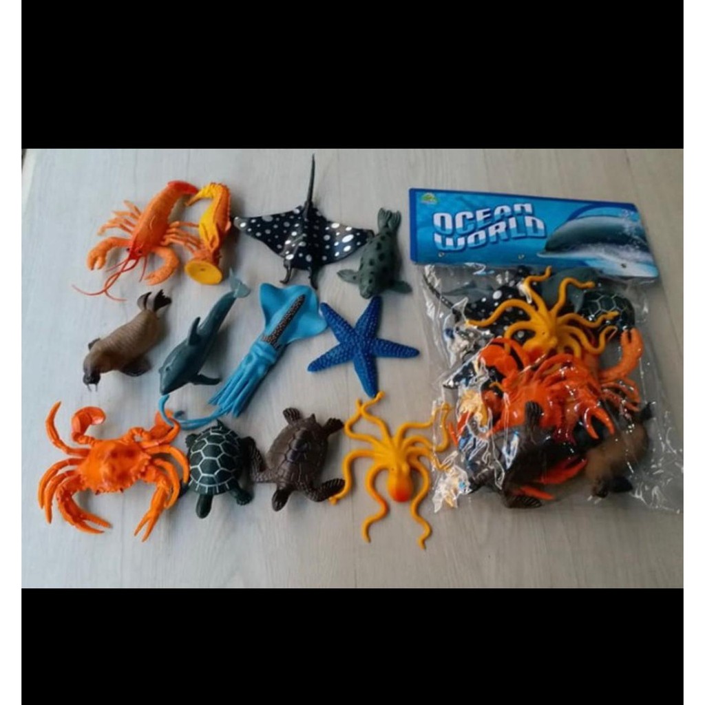 Jual Hewan Karet Ocean Sea World Laut Lumba Kura Kura Gurita Fish