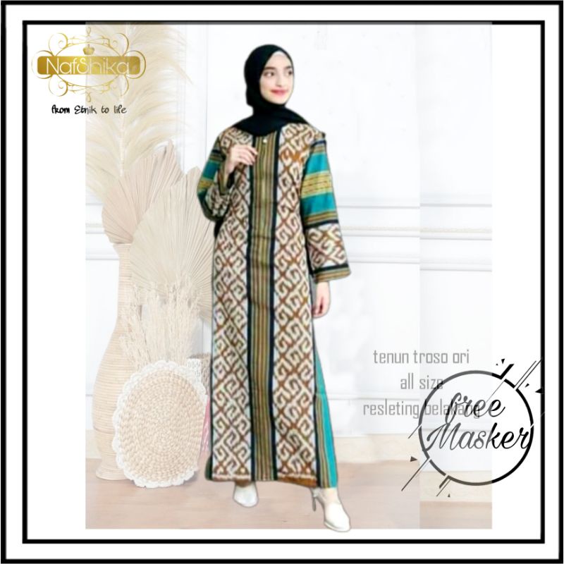 Jual Gamis Tenun Etnik Lokal Troso Jepara Baju Muslim Etnik Tenun