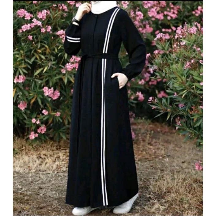 Jual Abaya Gamis Hitam Amira Polos Gamis Bahan Jetblack Saudi Kualitas