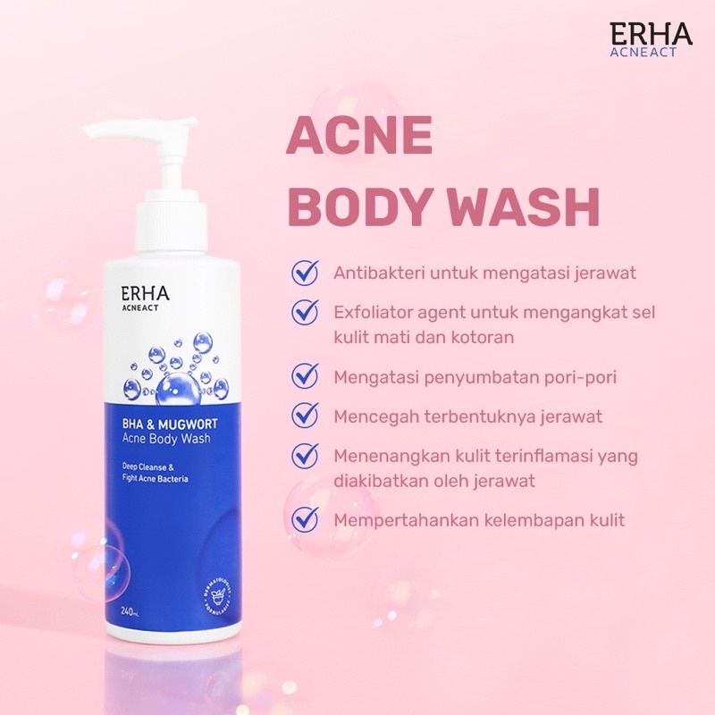 Jual ERHA Acneact Acne Body Wash BHA Mugworth 240ml Sabun Badan