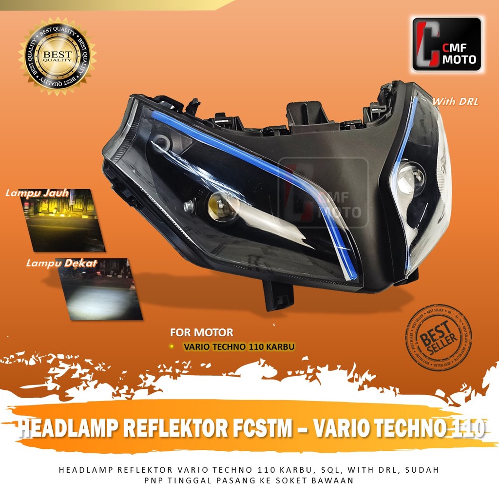 Jual LAMPU HEADLAMP VARIO TECHNO 110 KARBU MODEL CSTM REFLEKTOR VARIO