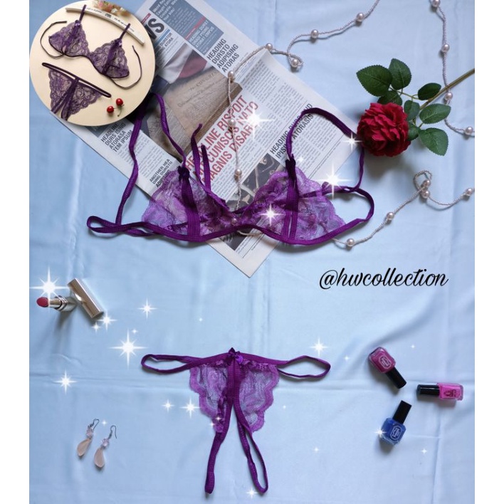 Jual HW Collection Lingerie Set Bra Dan G String Open Crotch Lace