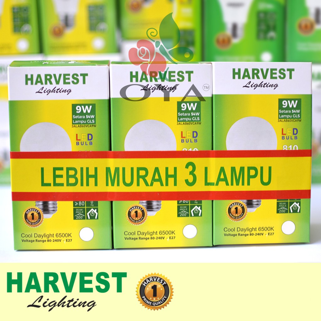 Jual Lampu Bohlam LED Lighting A Bulb Harvest 9w 9 Watt Paket 3 Lebih