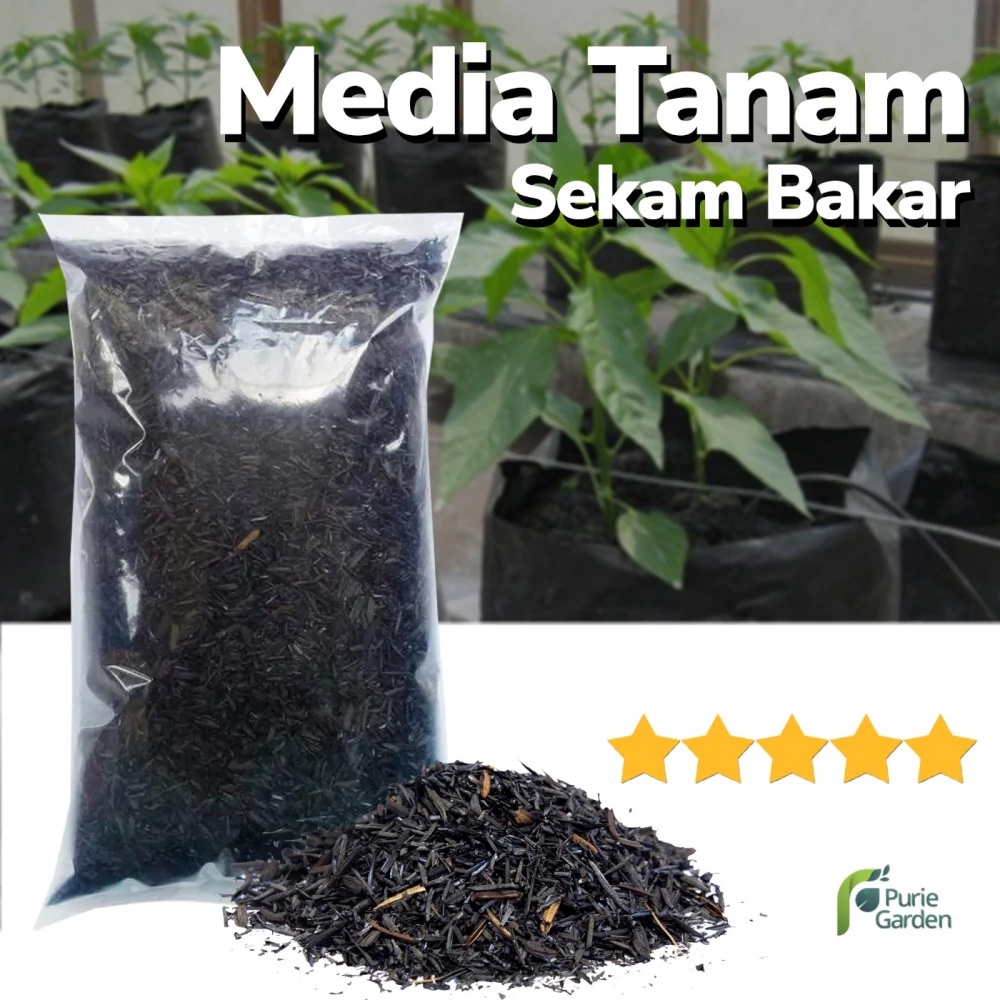 Jual Sekam Arang Bakar Murni Media Tanam Organik Kemasan Liter