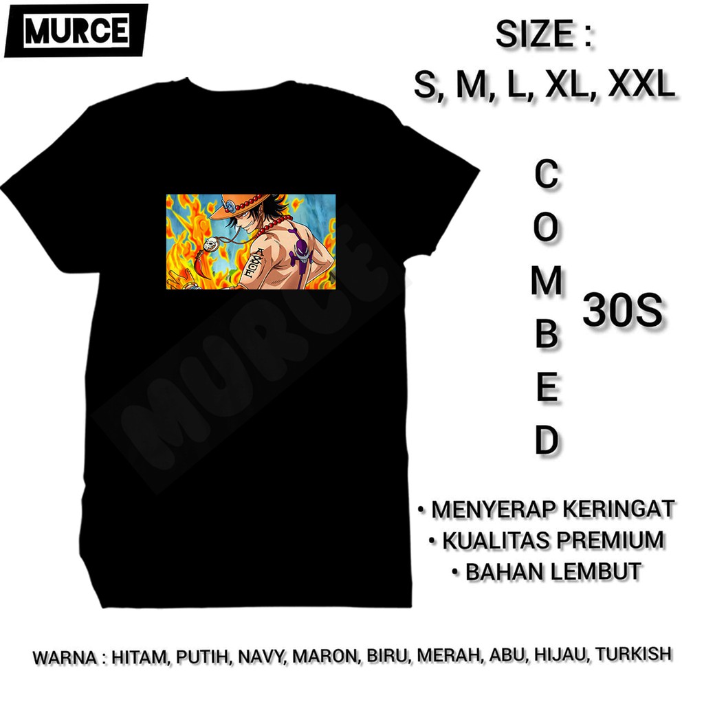 Jual Kaos One Piece Portgas D Ace Baju Anime Distro Original Lengan