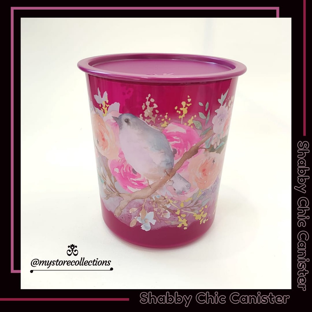 Jual Shabby Chic Canister Flower Bird Purple Toples Snack Ungu