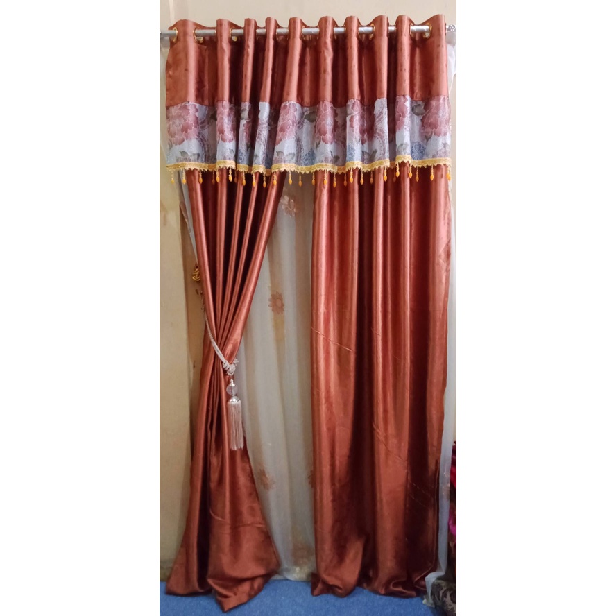 Jual Gorden Pintu Dan Jendela Bahan Blackout Tebal Poni Gelombang Free