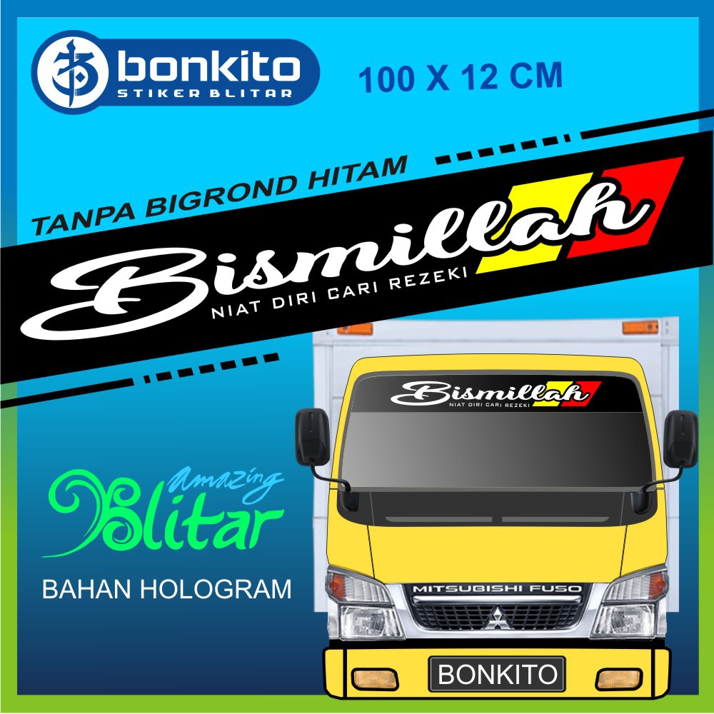 Jual Stiker Truk Bismillah Custom Cutting Sticker Latin Kaca Depan