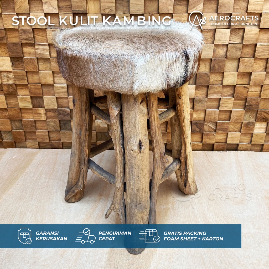 Jual Kursi Stool Kulit Kambing Kursi Stool Bangku Cafe Kulit Kambing