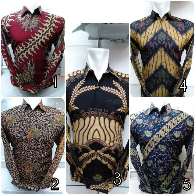 Jual Kemeja Baju Batik Premium Lengan Panjang Sogan Pria Katun Seragam