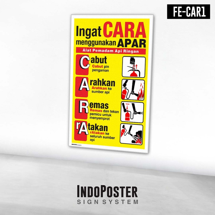 Jual Stiker Safety Sign Rambu K3 CARA Menggunakan APAR Alat Pemadam Api