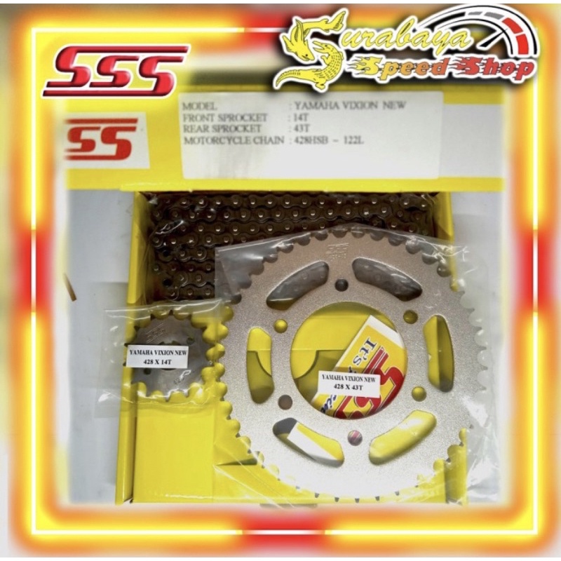 Jual SSS Chain Kit Gear Set Vixion New Lighting NVL NVA Gear Depan