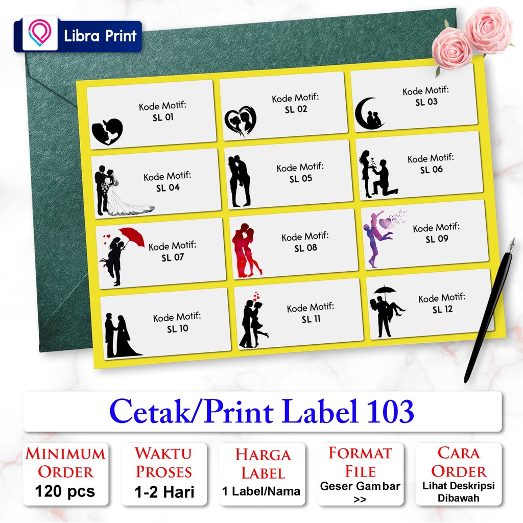 Jual CETAK STIKER LABEL 103 PRINT LABEL NAMA UNDANGAN LABEL BUKU