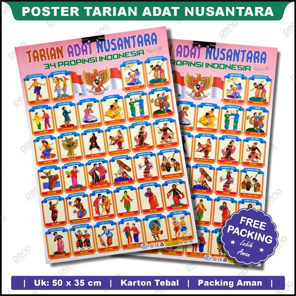 Jual Poster Tarian Adat Nusantara Poster Edukatif Tarian Adat Shopee