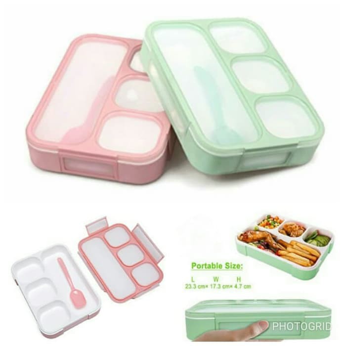 Jual Lunchbox Yooyee Pink Green Blue Kotak Makan Sekat Anti