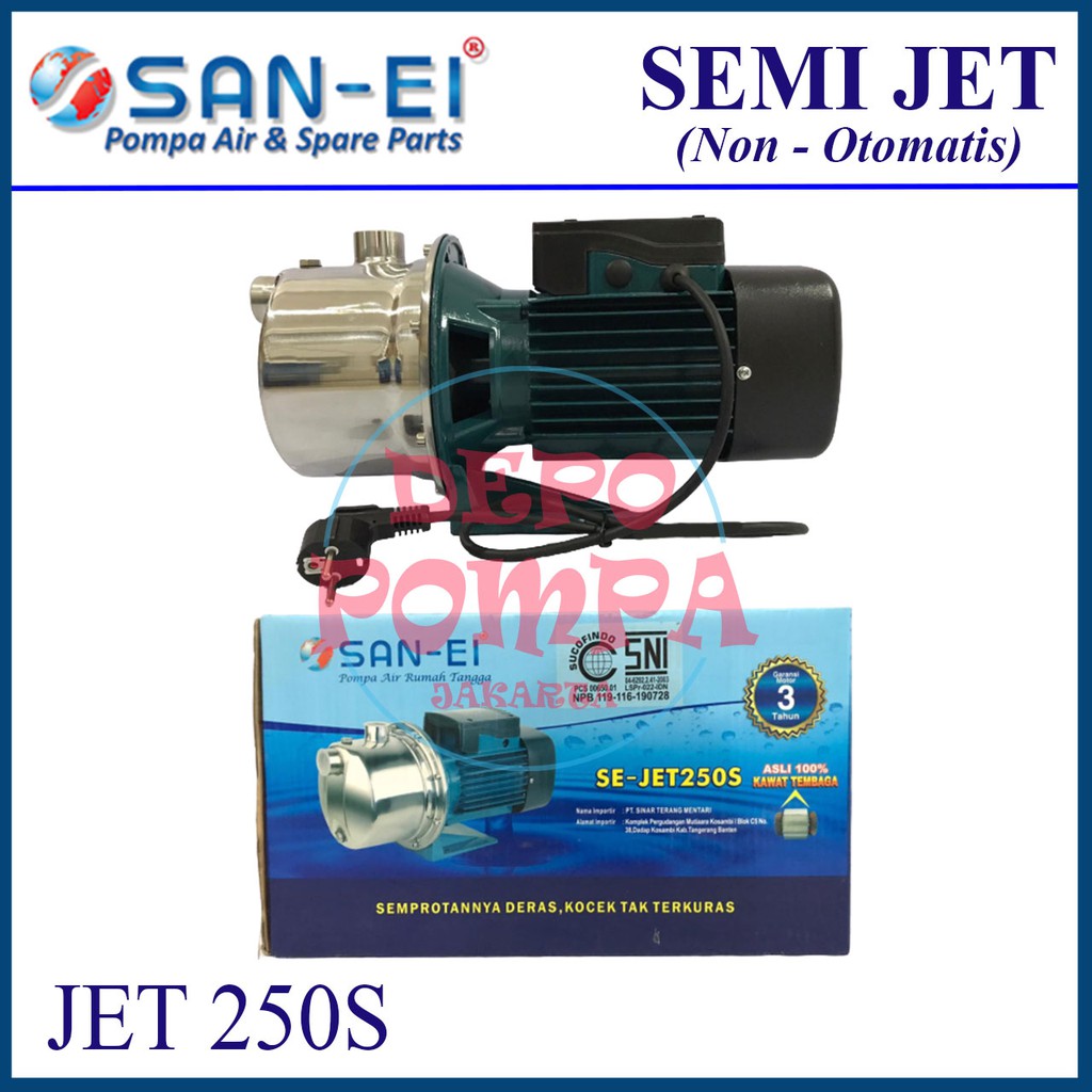 Jual Pompa Air SAN EI SEMI JET 250S STAINLESS Pompa Air Isi Ulang