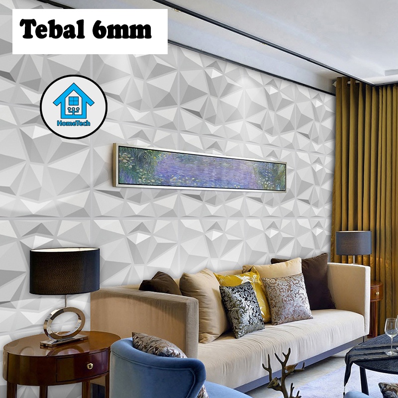 Jual Ht Wallpaper Foam D Batik Panel Putih Diamond Triangle Wall Paper