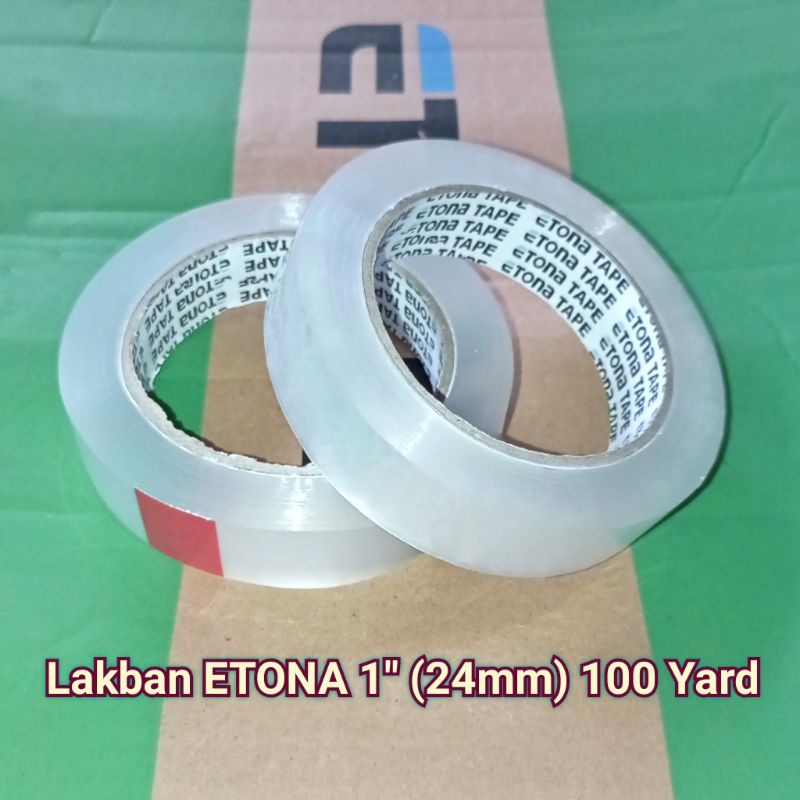 Jual Lakban Solasi 1 Inch 100 Yard ETONA Tape Bening Isolasi 24 Mm