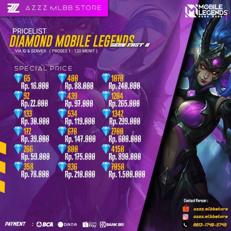 Jual DIAMOND MOBILE LEGENDS MURAH TOP UP DM MOBILE LEGEND CEPAT DM