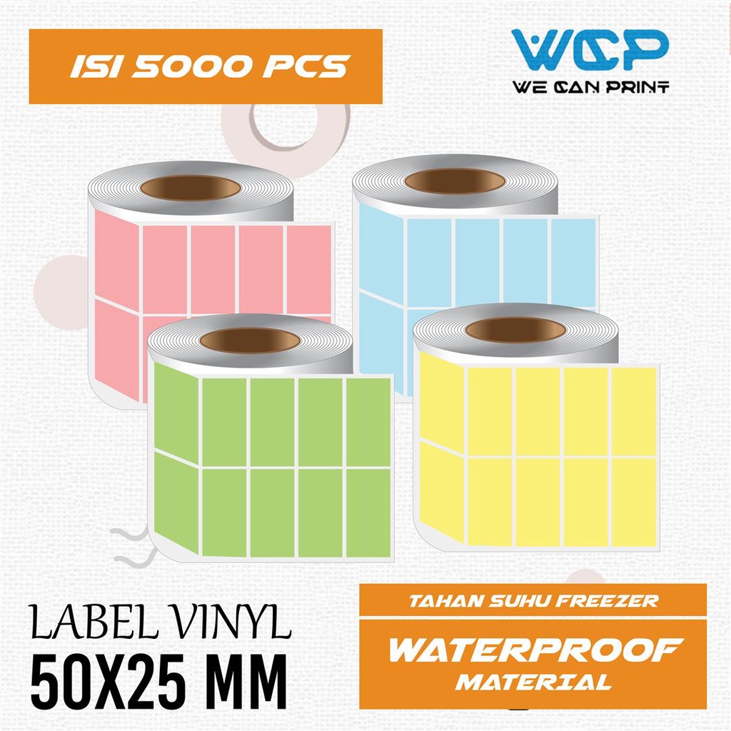 Jual Stiker Label Vinyl Waterproof 50x25 Mm Sticker Yupo 50 X 25 Mm Isi