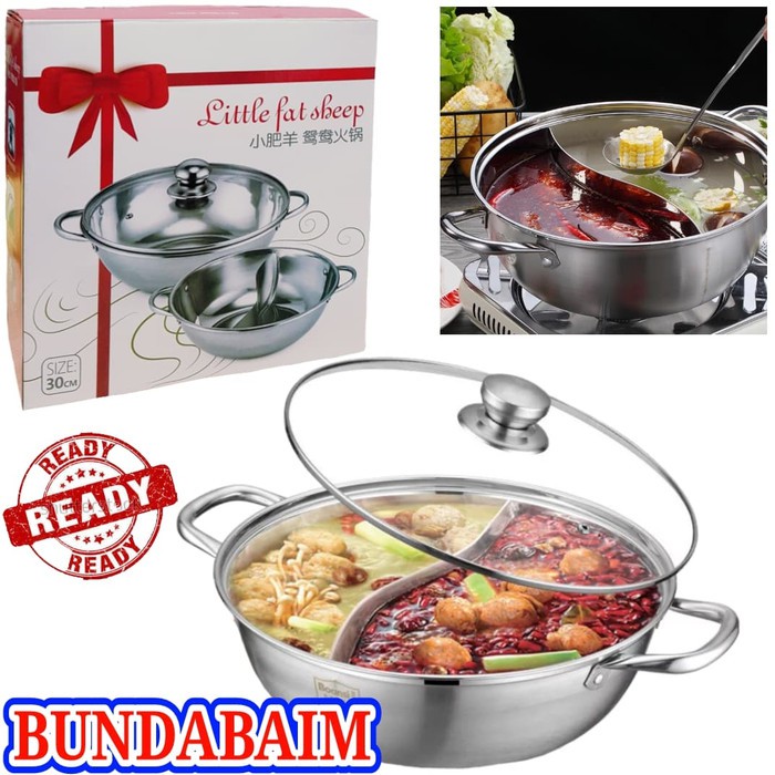 Jual PANCI SHABU 2 SEKAT 30CM LH30CM HOT POT PANCI STEAMBOAT TUTUP