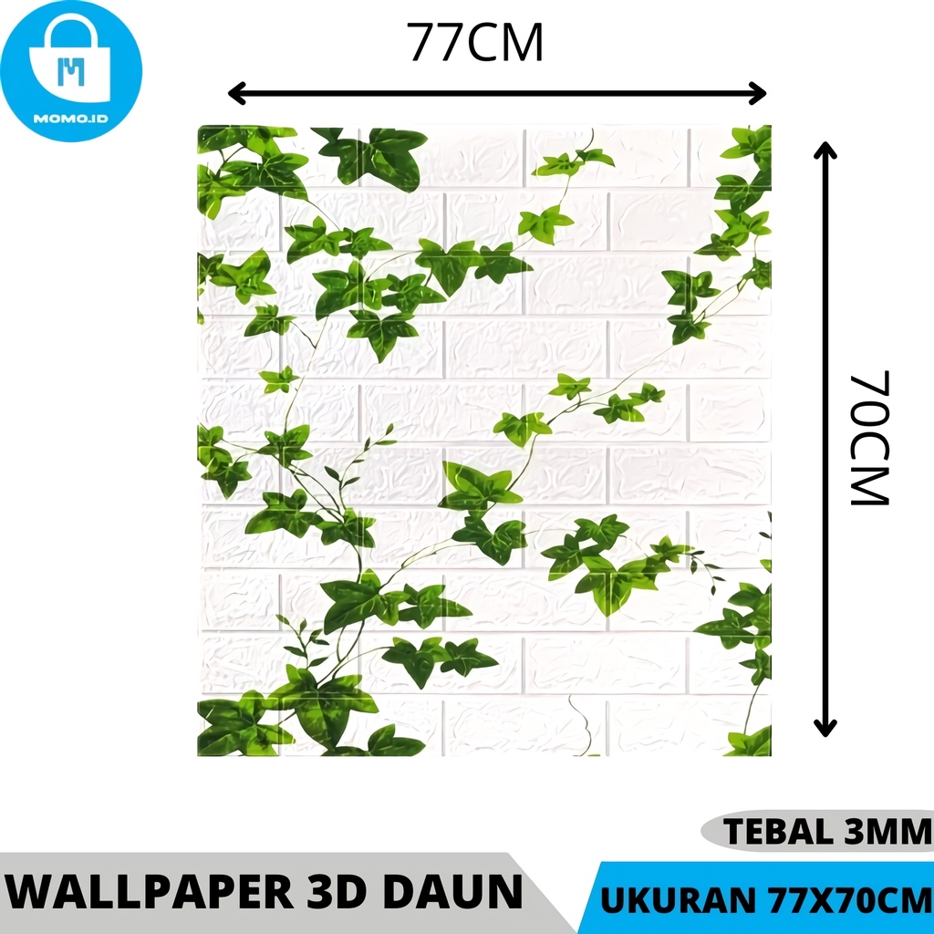 Jual Wallpaper 3D Wallpaper Dinding Wallpaper Foam Putih Motif Daun