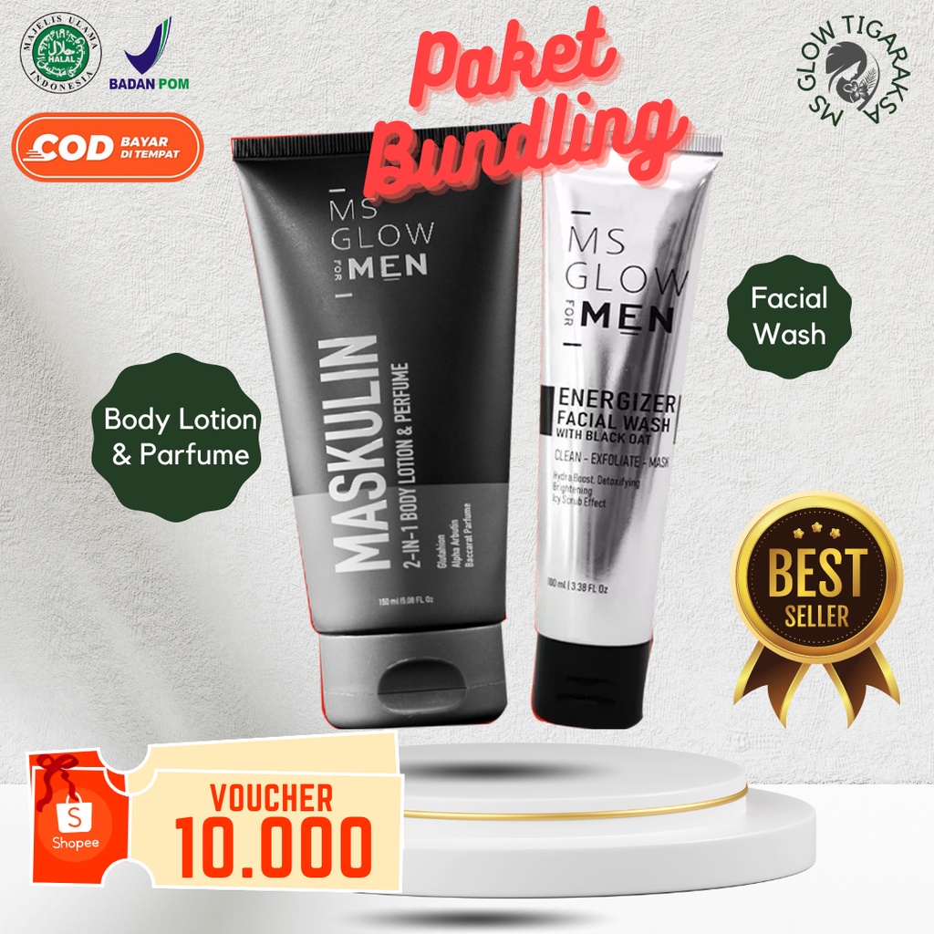 Jual Paket Bundling Facial Wash Men Dan Body Lotion Parfume MS Glow