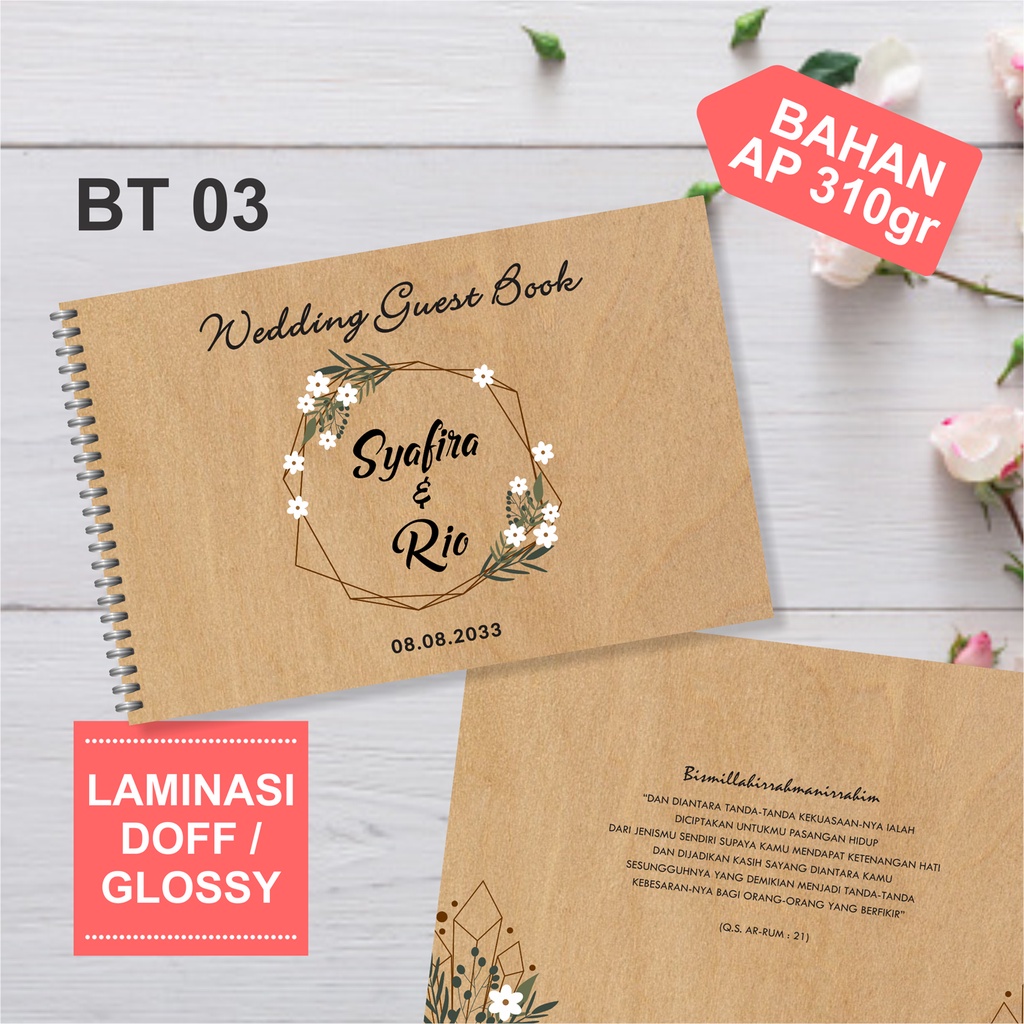 Jual Buku Tamu Undangan Pernikahan Free Tambah Foto Custom Rustic