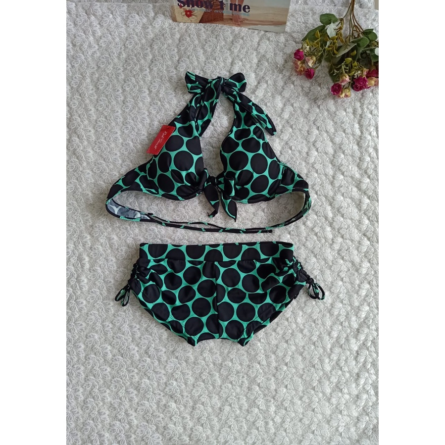 Jual BK 3313 VO3 HIJAU DOT HITAM BIKINI PANTAI BUSA DAN KAWAT