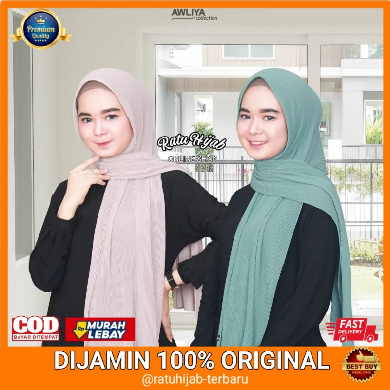 Jual Pashmina Full Plisket Lidi Ceruty Babydoll Premium Tanpa Garis