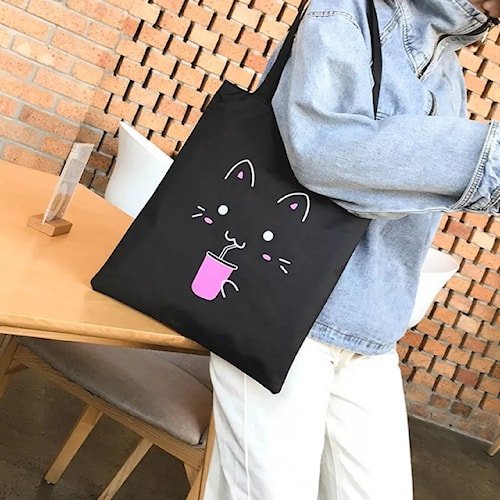 Jual Yatasku Totebag Kanvas Hitam Motif Kekinian Shopee Indonesia