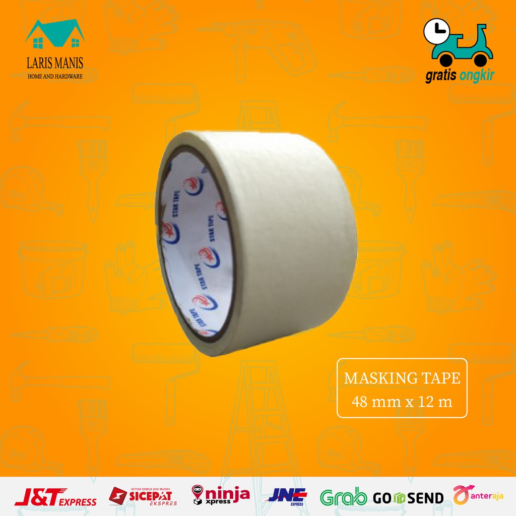 Jual LAKBAN KERTAS BESAR MASKING TAPE SOLASI KERTAS 48 Mm SOLATIP