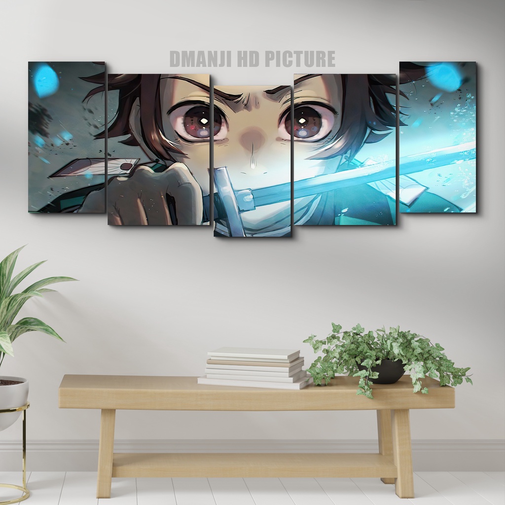 Jual Poster Kayu Multipanel Kamado Tanjirou Demon Slayer Hiasan