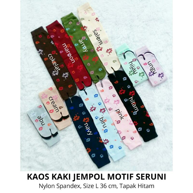 Jual Kaos Kaki Jempol Wanita Muslimah Motif Seruni Nylon Spandex Size