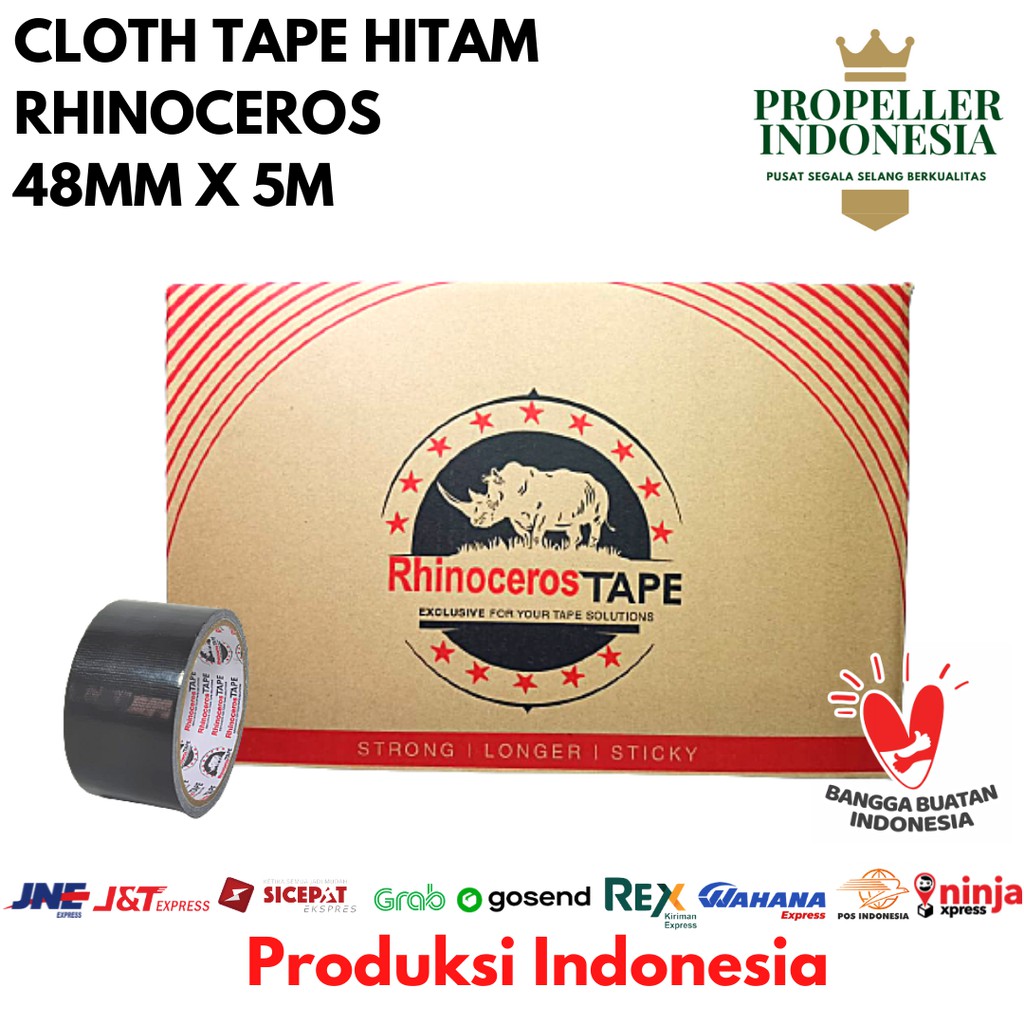 Jual Cloth Tape RHINOCEROS Lakban Kain Lakban Jilid 48MMx5 METER 72Pcs