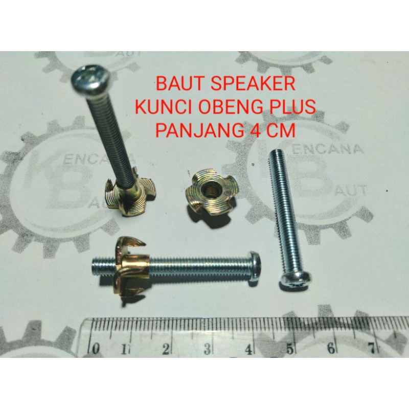 Jual BAUT SPEAKER M5 X 40 KUNCI OBENG PLUS PANJANG 4 CM MUR CAKAR