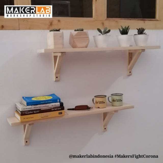 Jual Rak Dinding Ambalan Kayu Minimalis Wooden Shelving 75cm Shopee