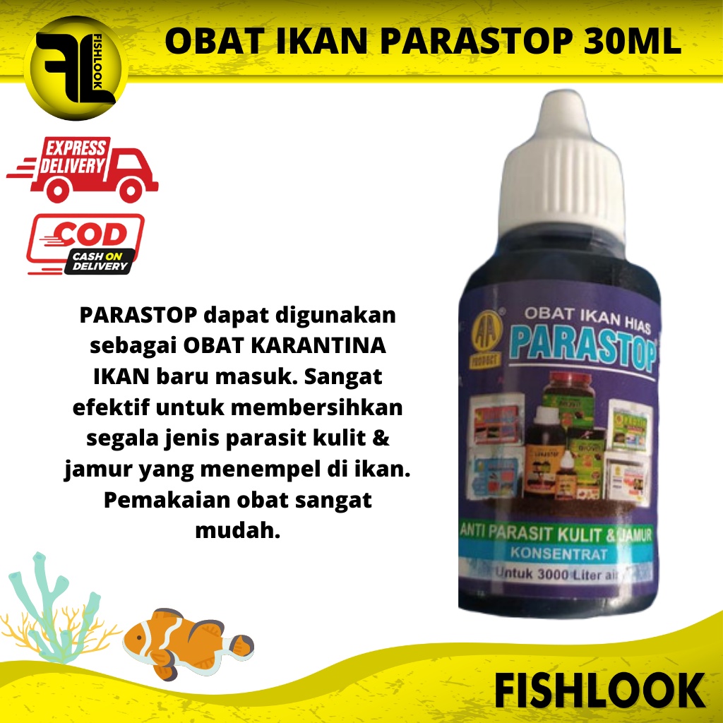 Jual PARASTOP Obat Ikan Hias Anti Parasit Kulit Jamur White Spot 30ml