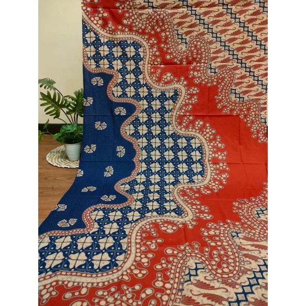 Jual Kain Batik Solo Alusan Abstrak Jamuran Merah Biru Shopee Indonesia