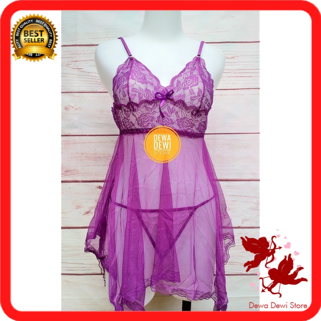 Jual Lingerie Babydolls Sexy Seksi Ungu Super Transparan Shopee Indonesia