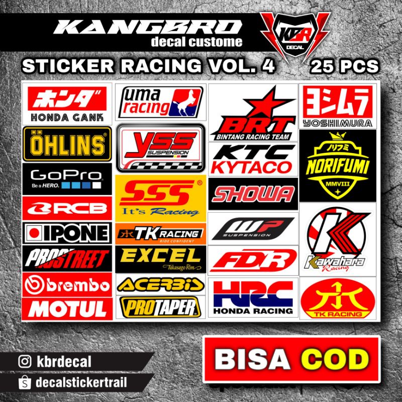 Jual Stiker Racing 1 Pack Isi 13 25 27 Stiker Sponsor Stiker Helm