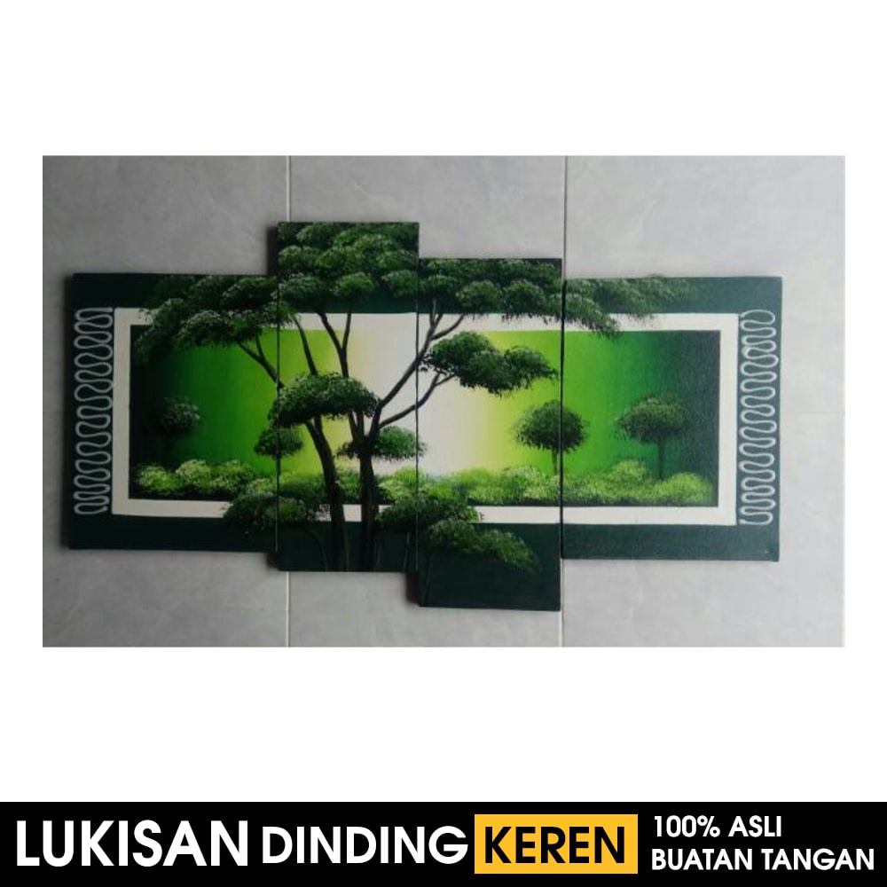 Jual Lukisan Panel Pemandangan Dan Pohon Hijau WOODOO Hiasan Dinding