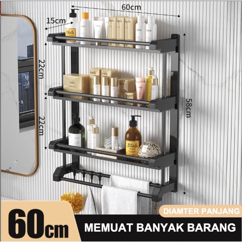 Jual Rak Dinding Kamar Mandi Stainless Steel Hitam Rak Sadun Kamar