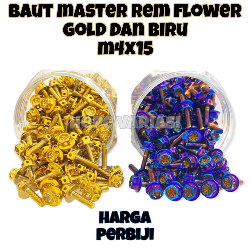 Jual BAUT PROBOLT TUTUP MINYAK REM MASTER REM FLOWER BIRU DAN GOLD BAUT