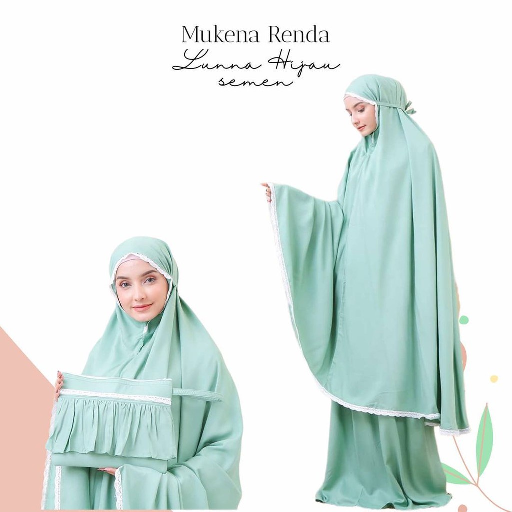 Jual BC Mukena Dewasa Polos Renda Lunna Rayon Premium Luna Tas Rempel