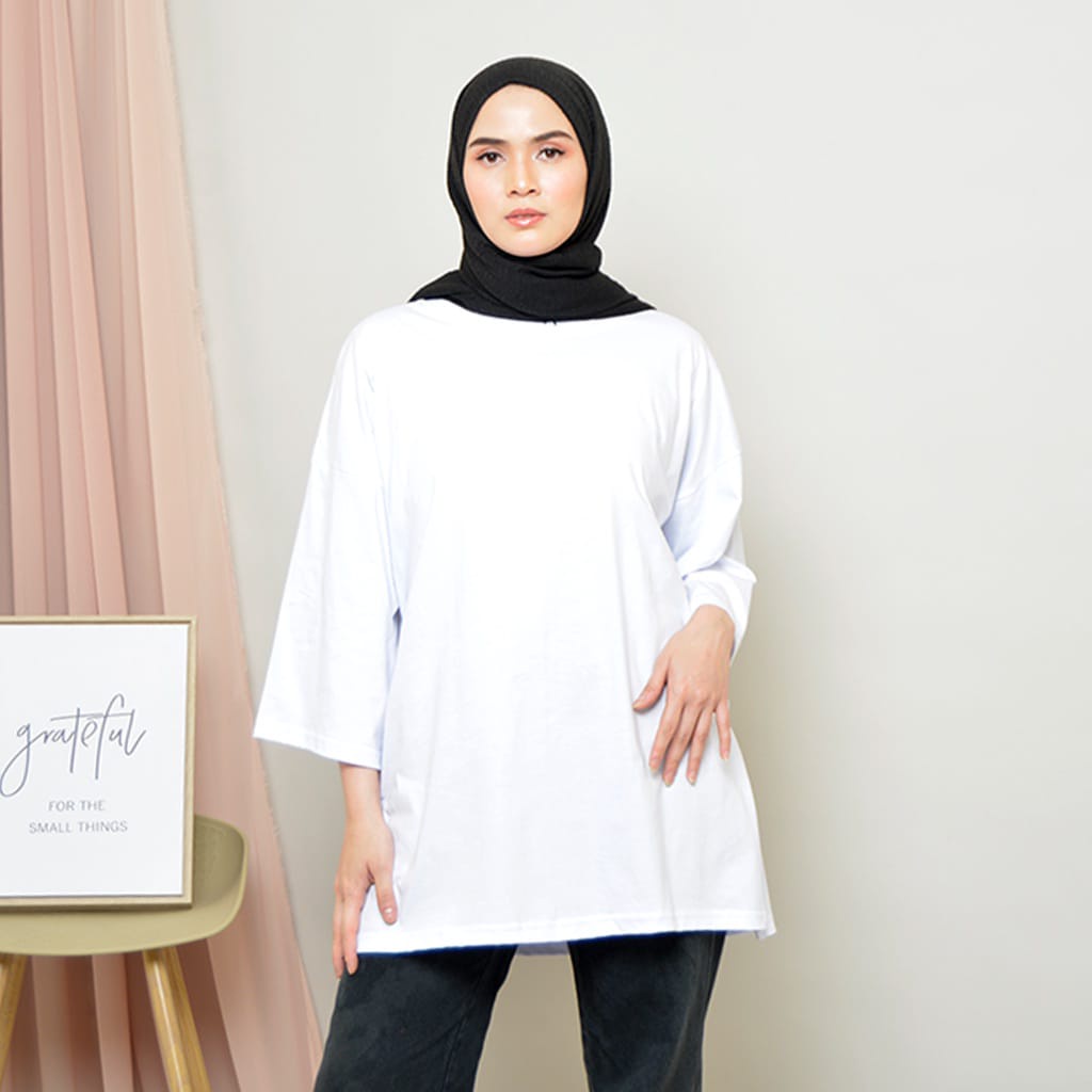 Jual Kaos Polos Oversize Hijab Wanita Tangan Baju Oversized Cotton