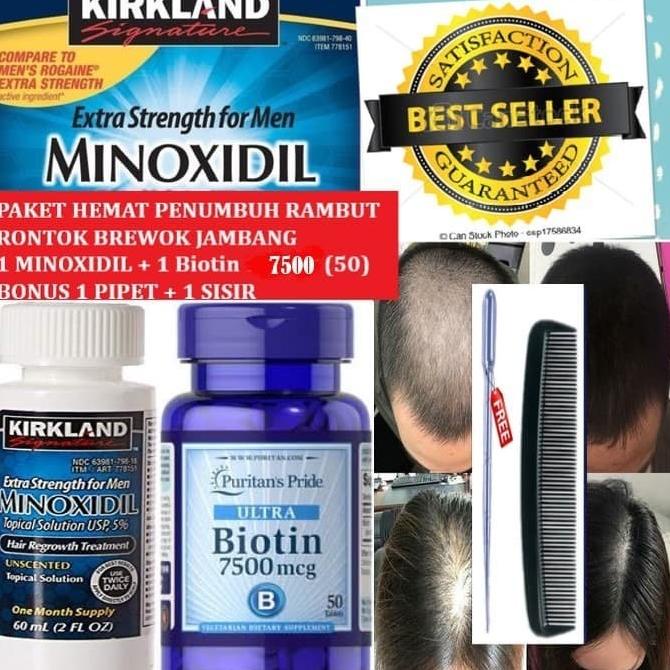 Jual Minoxidil Kirkland Biotin 7500 Isi 50 Bonus Pipet 1Kw 1Sisir