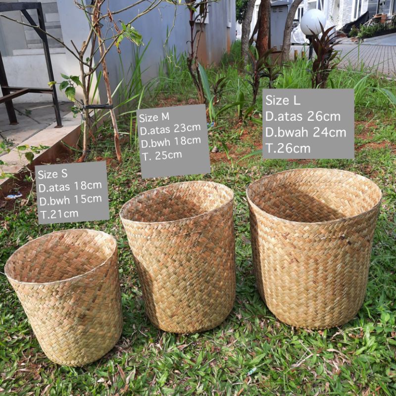 Jual Keranjang Anyaman Purun Cover Pot Purun Coverpot Tanaman E15