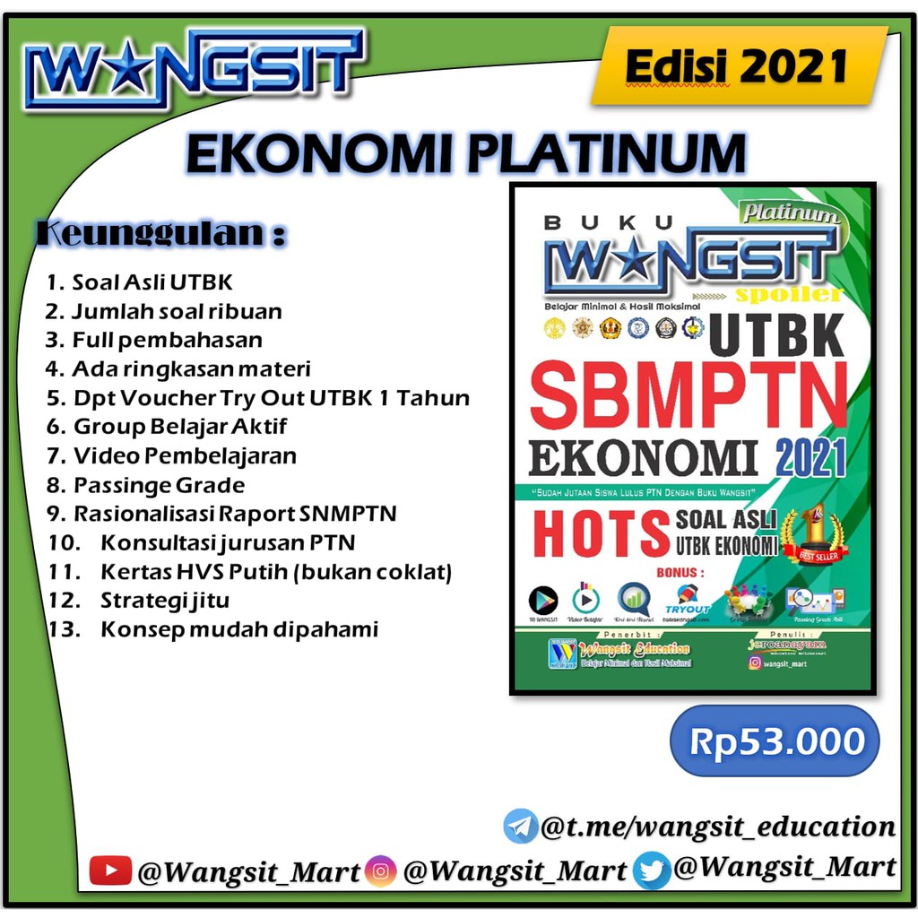 Jual Buku Wangsit SPOILER UTBK SBMPTN 2021 Ekonomi Platinum Shopee